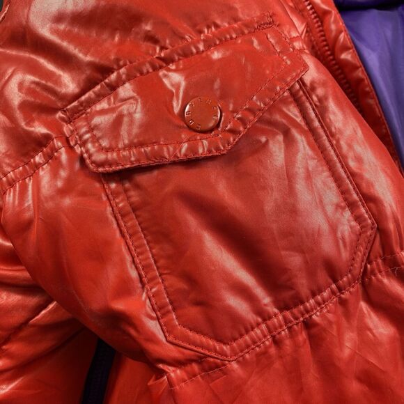 VTG Converse Luxury Puffer Jacket Hoodie Red Purple Unisex M Bomber Removable - Picture 7 of 15